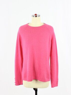 J.MCLAUGHLIN Jamey Fuchsia Pink 100% Cashmere Crew Neck Raglan Sweater, Size M
